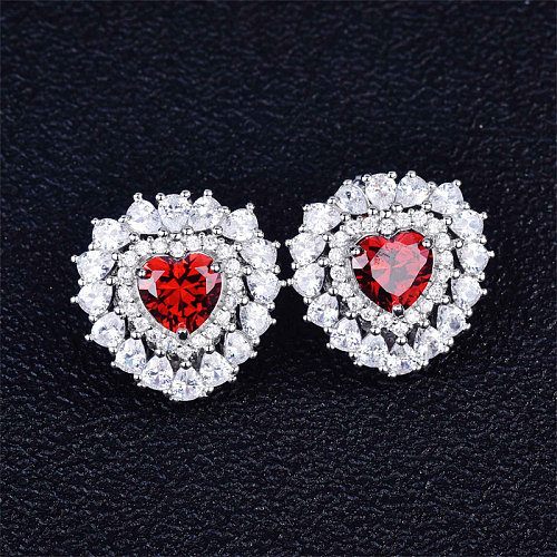 beautiful ruby heart earrings with diamonds for women