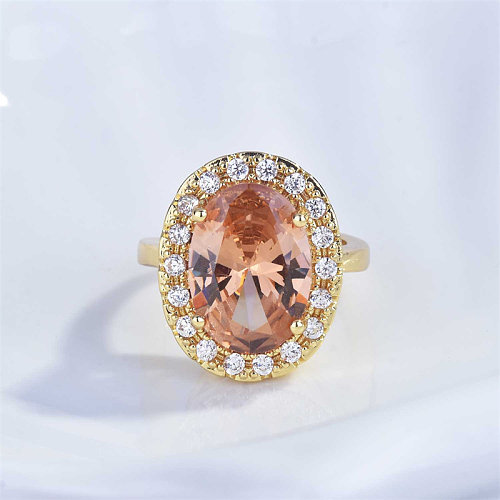 pretty 18k gold oval rose quartz diamond rings for women