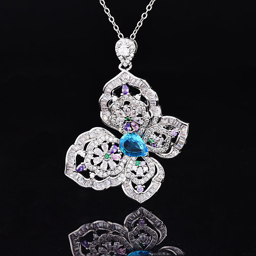 Women's Sapphire and Diamond Butterfly necklace