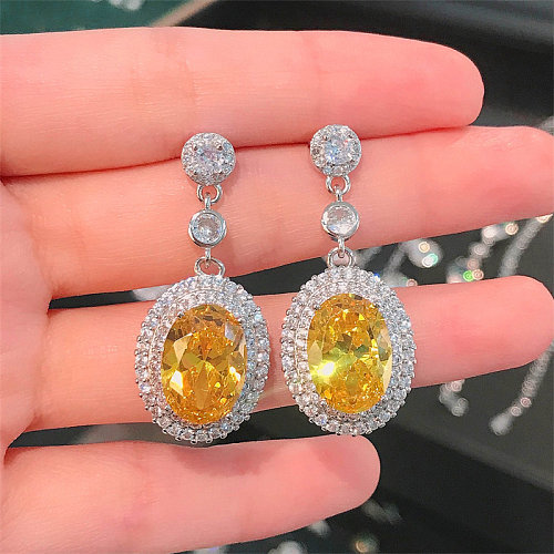 diamond yellow quartz earrings for women
