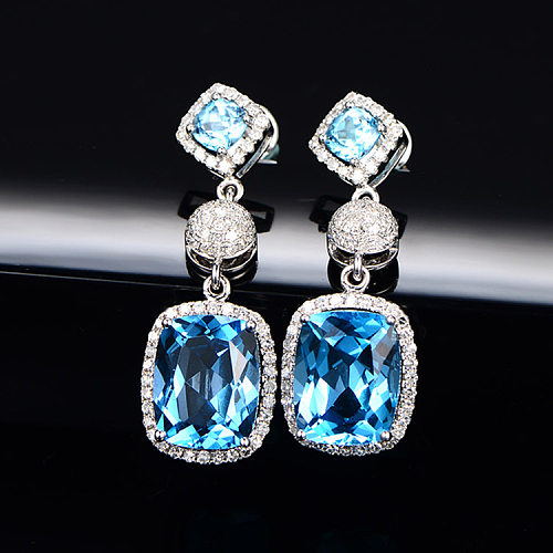 pretty natural aquamarine ruby earrings for women