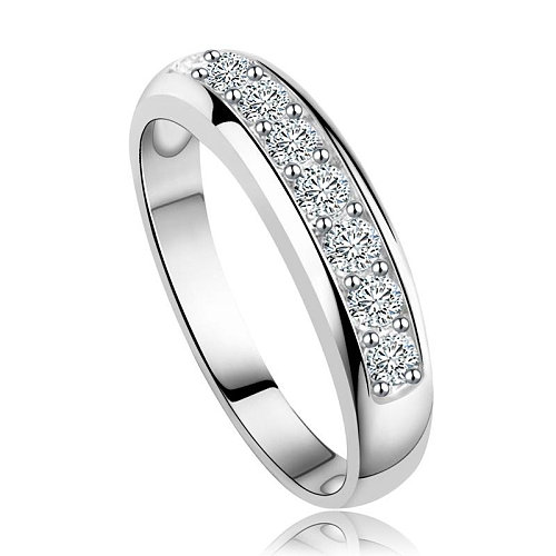 bagues simples plaquées argent avec diamants pour couples