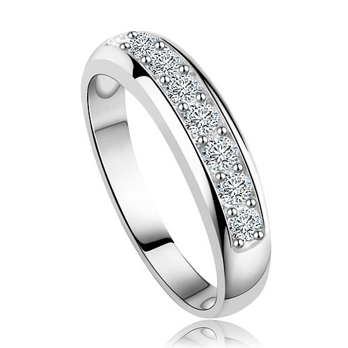 anéis simples banhados a prata com diamantes para casais