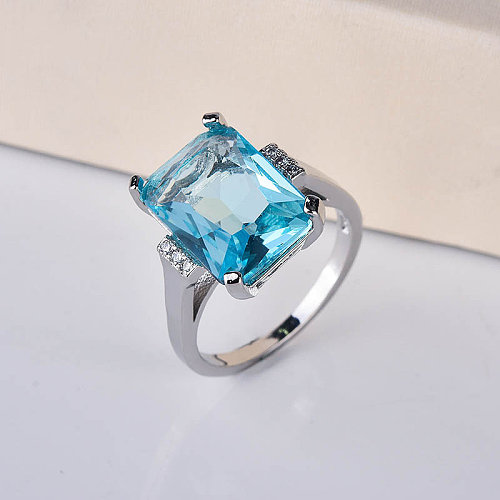 anillos de boda de zafiro azul de lujo para mujer