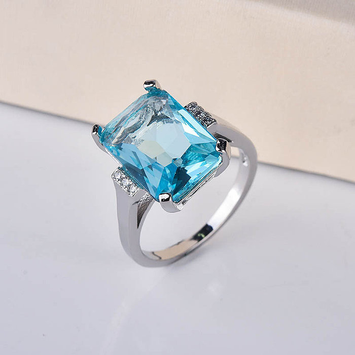 anillos de boda de zafiro azul de lujo para mujer