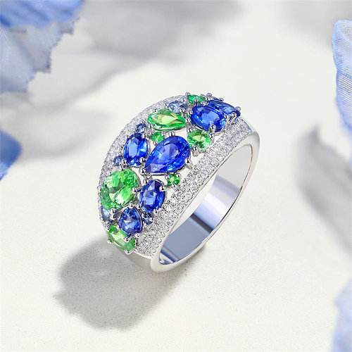 Diamant-Saphir-Smaragd-Ring für Damen