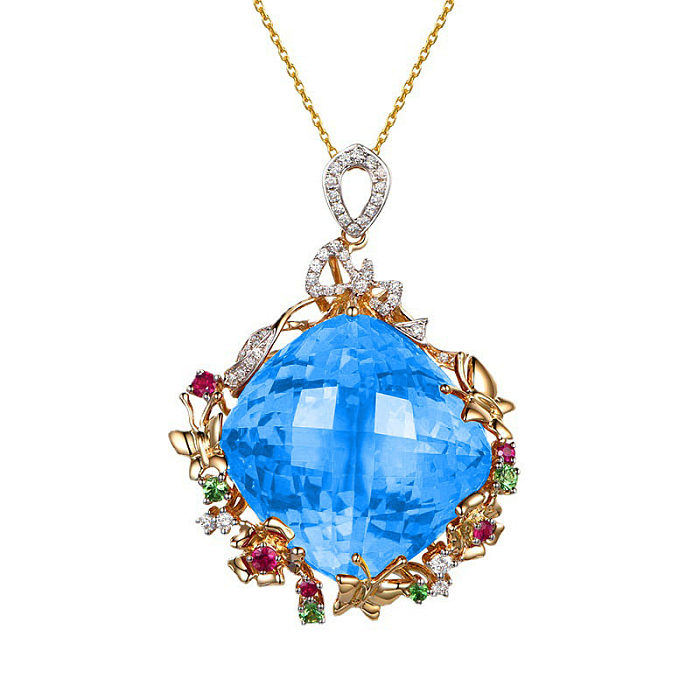 gros diamant bleu quartz jaune améthyste colliers de luxe pour femmes