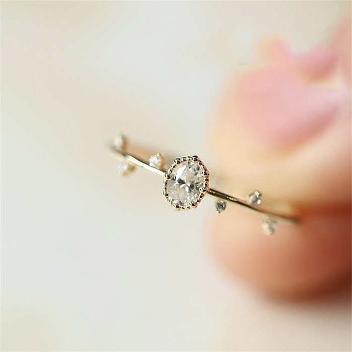 anéis de casamento de diamante oval de ouro 14k para mulheres