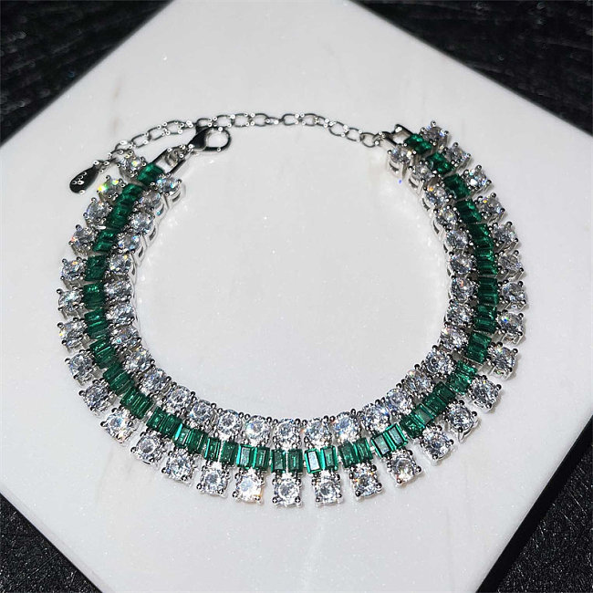 pulseiras ajustáveis ​​​​de zircão esmeralda para mulheres