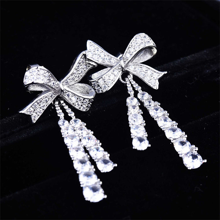 Simple Diamond Bow Earrings for Women