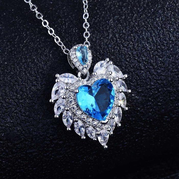 beautiful sapphire and diamond angel wings necklaces for women