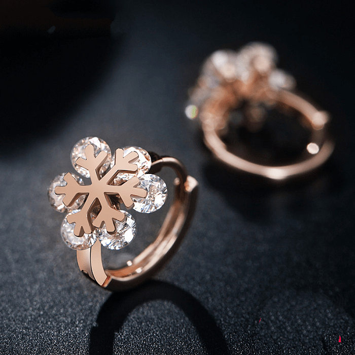 cute diamond snowflake earrings for women