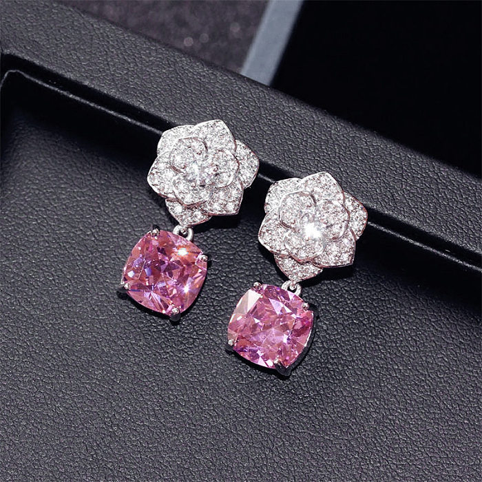Luxurious Fashion Diamond Flower Earrings for Women