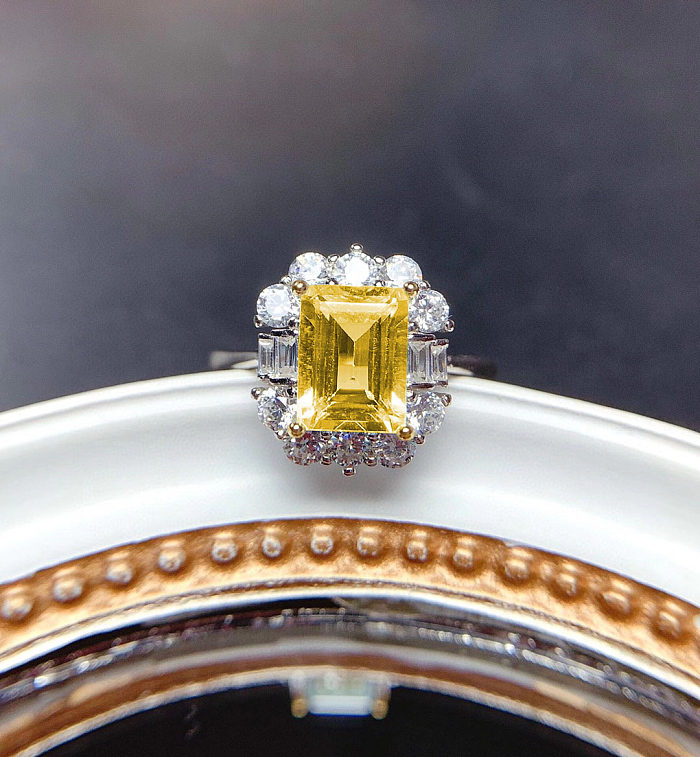 anéis de diamante de ametista quadrados bonitos para mulheres