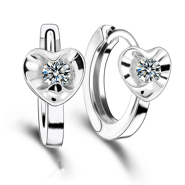 simple fashion silver plated heart earrings for women