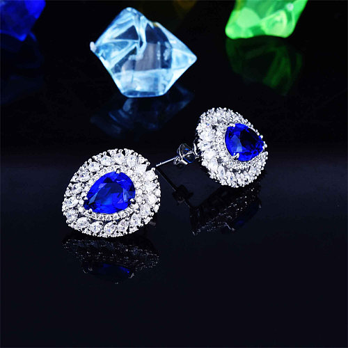 jolies boucles d'oreilles mode diamant saphir naturel pour femme