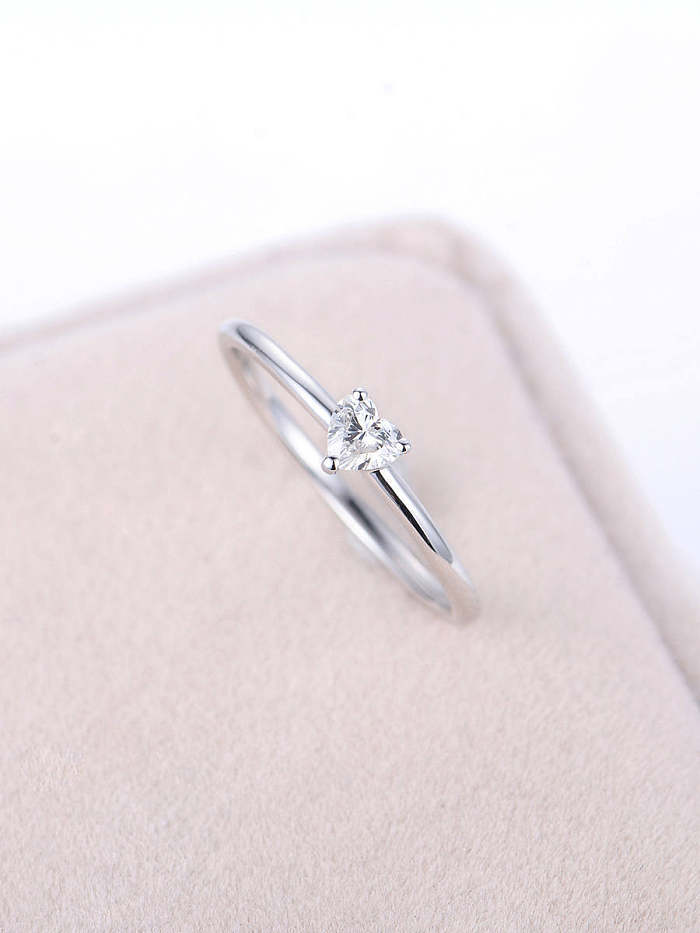 anéis de coração banhados a prata moda simples para mulheres