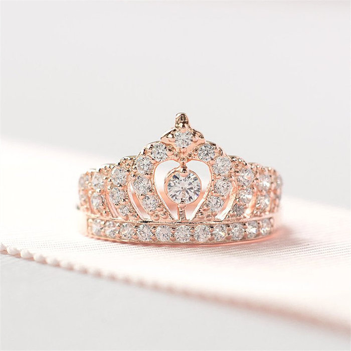 anéis de noivado de ouro rosa 18k fashion para mulheres