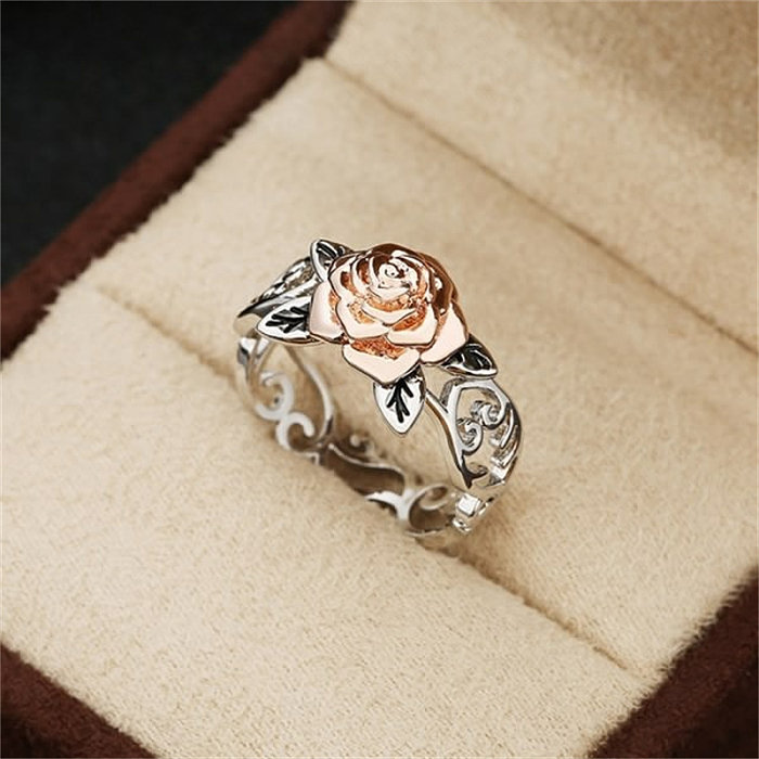 anéis antigos de ouro rosa 14k banhados a prata para mulheres
