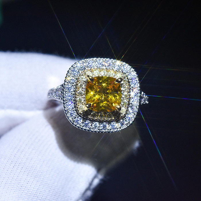 pt950 emerald citrine engagement ring for women
