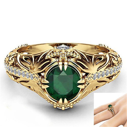 anéis de noivado de esmeralda de ouro 14k para mulheres