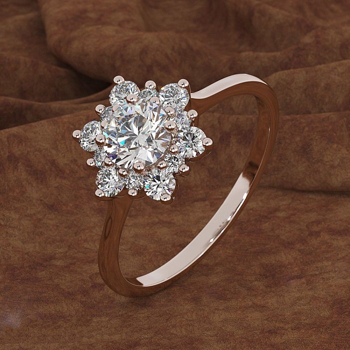 snowflake diamond 18k gold rings for women