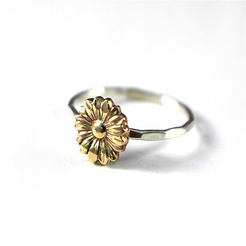 antique 18k gold sunflower rings for engagement