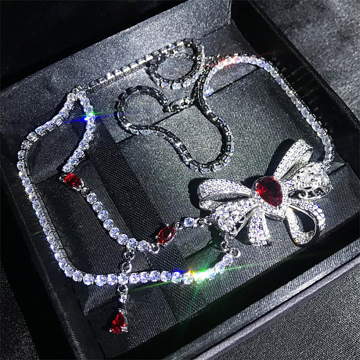 jolis colliers avec nœud en diamant rubis pour femmes