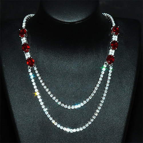 long diamond necklaces with natural ruby for party