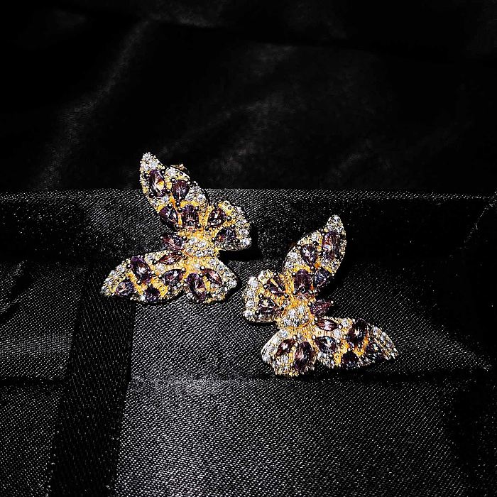 hermosos aretes de mariposa de diamantes para mujer
