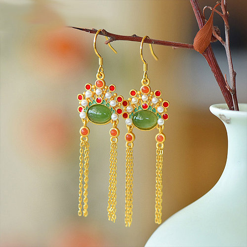 antique chinese emerald earrings for women