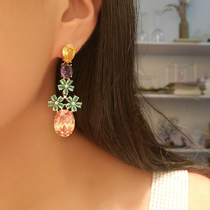 Personalized Green Crystal Gemstone Flower Stud Earrings for Women