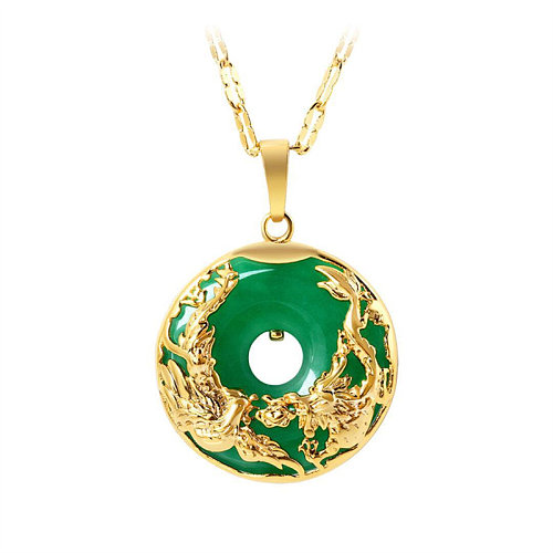 antique natural emerald necklaces with gold dragon for women