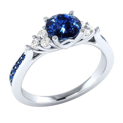 silver plated rings with natural sapphire for engagement