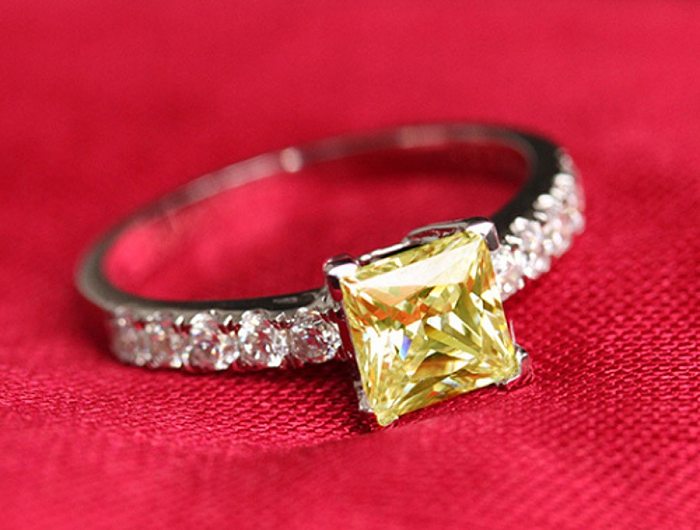 anéis de moda de diamante quadrado simples para mulheres