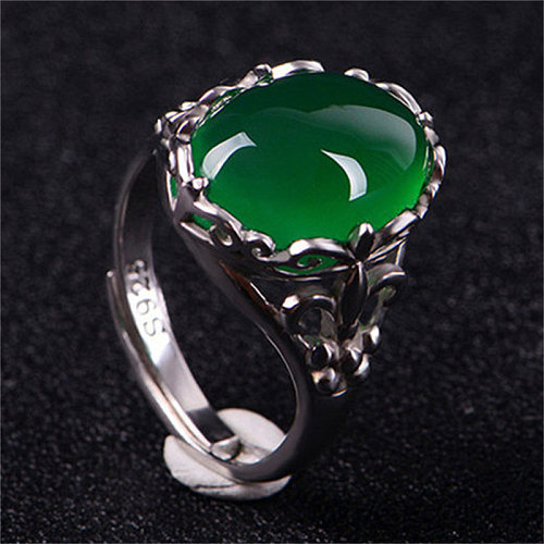 anéis de esmeralda ajustáveis ​​simples para mulheres