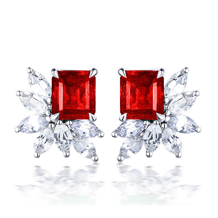 Luxury Diamond Square Emerald Earrings for Women Fashion