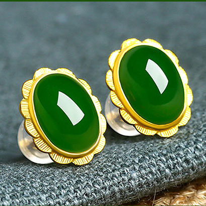 schlichte 999 Gold Ohrringe mit Smaragd für Mama