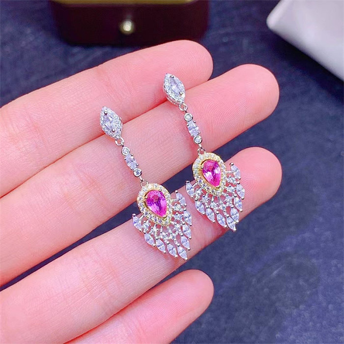 pretty natural rose quartz earrings for women
