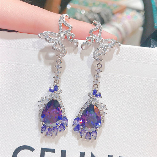 Luxurious Amethyst Diamond Butterfly Earrings for Women