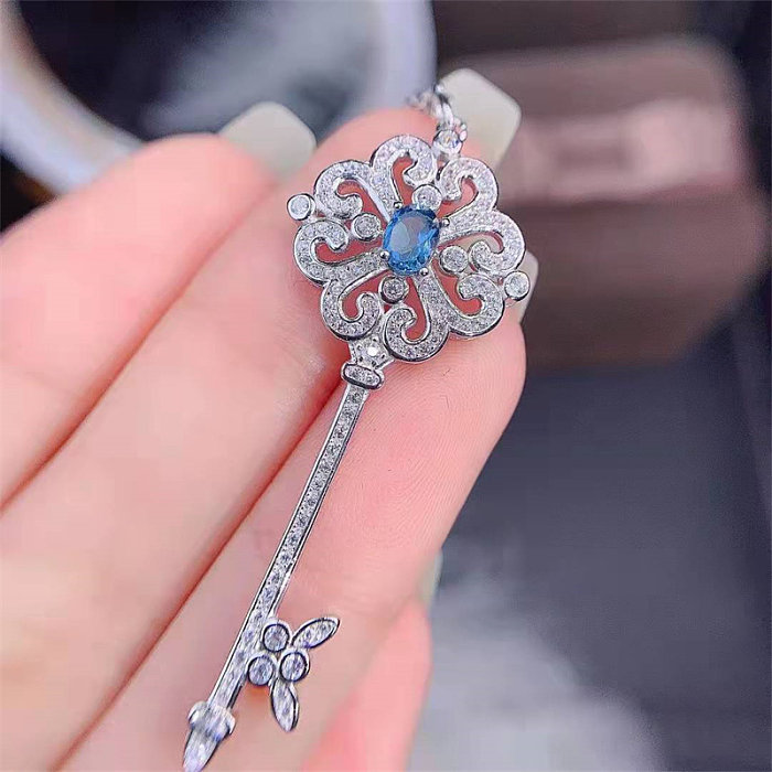 personalized sapphire key necklaces for women