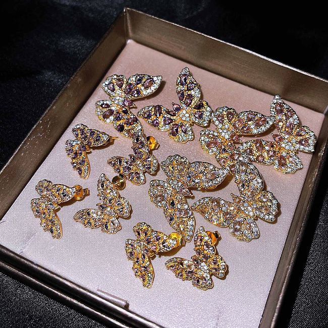lindos brincos de borboleta de diamante para mulheres