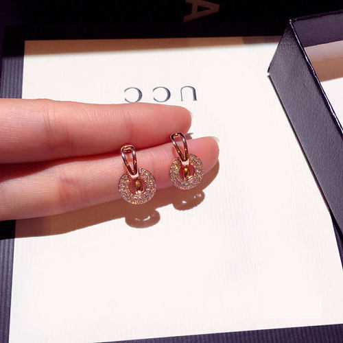 einfache versilberte Ohrringe mit Diamanten für Damen