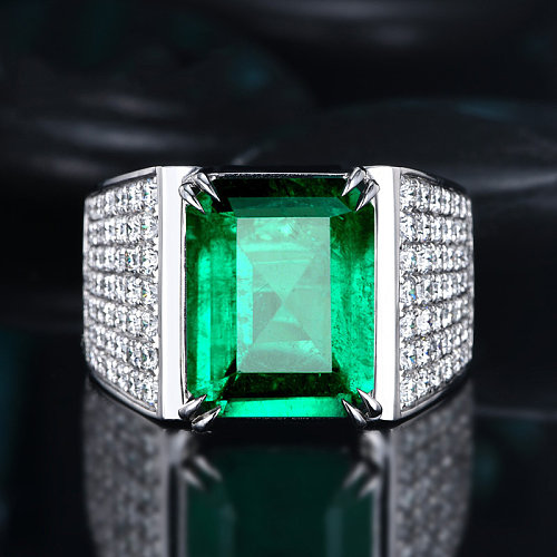 anillos ajustables de diamantes esmeralda para hombres