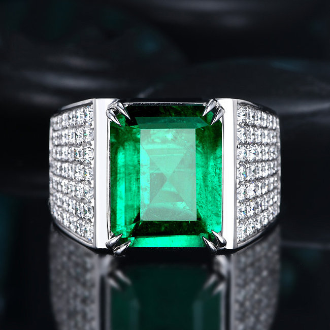 emerald diamond adjustable rings for men