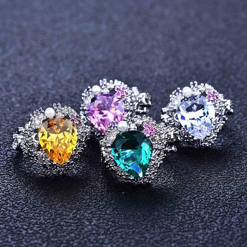 cute aquamarine drop diamond rings for women