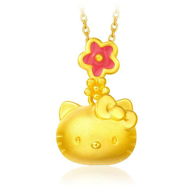 lindos colares de hello kitty de ouro para meninas