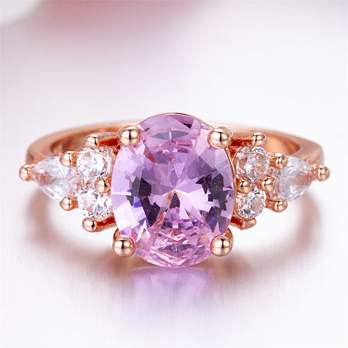 lindos anéis de diamante de quartzo rosa para mulheres