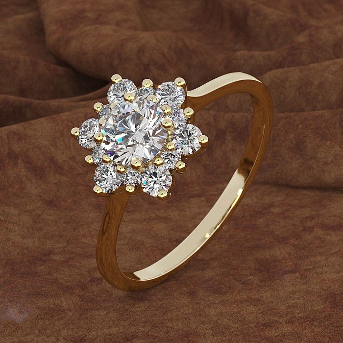 snowflake diamond 18k gold rings for women