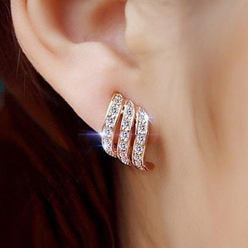 aretes personalizados de diamantes de oro rosa para mujer